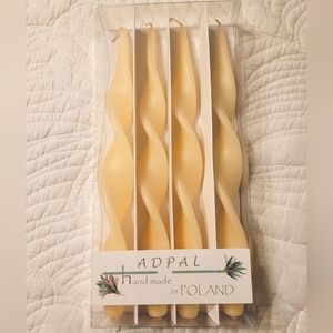 NWT - Handmade Ivory Twist Taper Candle Set